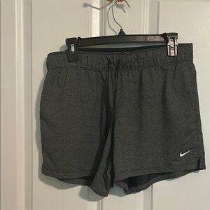 Nike Gray Athletic Shorts with Pockets and Drawstring
